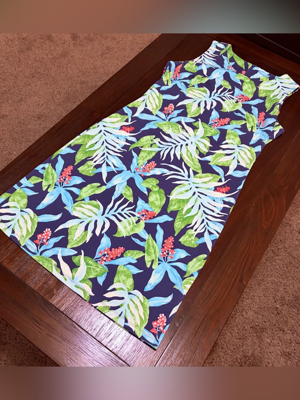 J. McLaughlin Sleeveless Dress Catalina Cloth Tropical Floral Palm Print Sheath - Picture 7 of 11